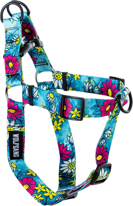 Wolfgang Heavy Duty Adjustable Dog Harness, Pull-Tested for Walking & Training, LazyDaisy Print, Medium