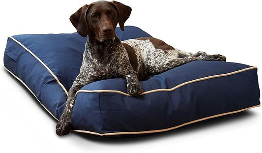 Charlie Rectangle Indoor/Outdoor Pillow Style Dog Bed, Navy, Medium (30" x 42")