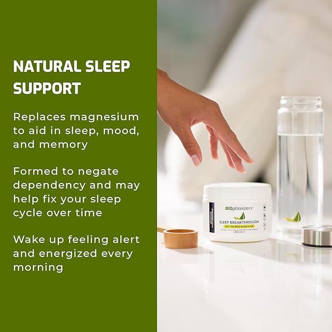 BIOptimizers Sleep Breakthrough 2.0 – Natural Support Supplement | Calming Relief Aid Adults | Non Habit Forming | 202.5 g Powder Blue Berry Dreams