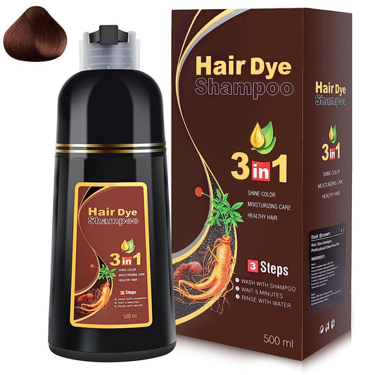 Iiimeidu Dark Brown Hair Dye Shampoo 3 In 1, Instant Hair Color Shampoo For Women Men, Herbal Ingredients Coloring In Minutes 50