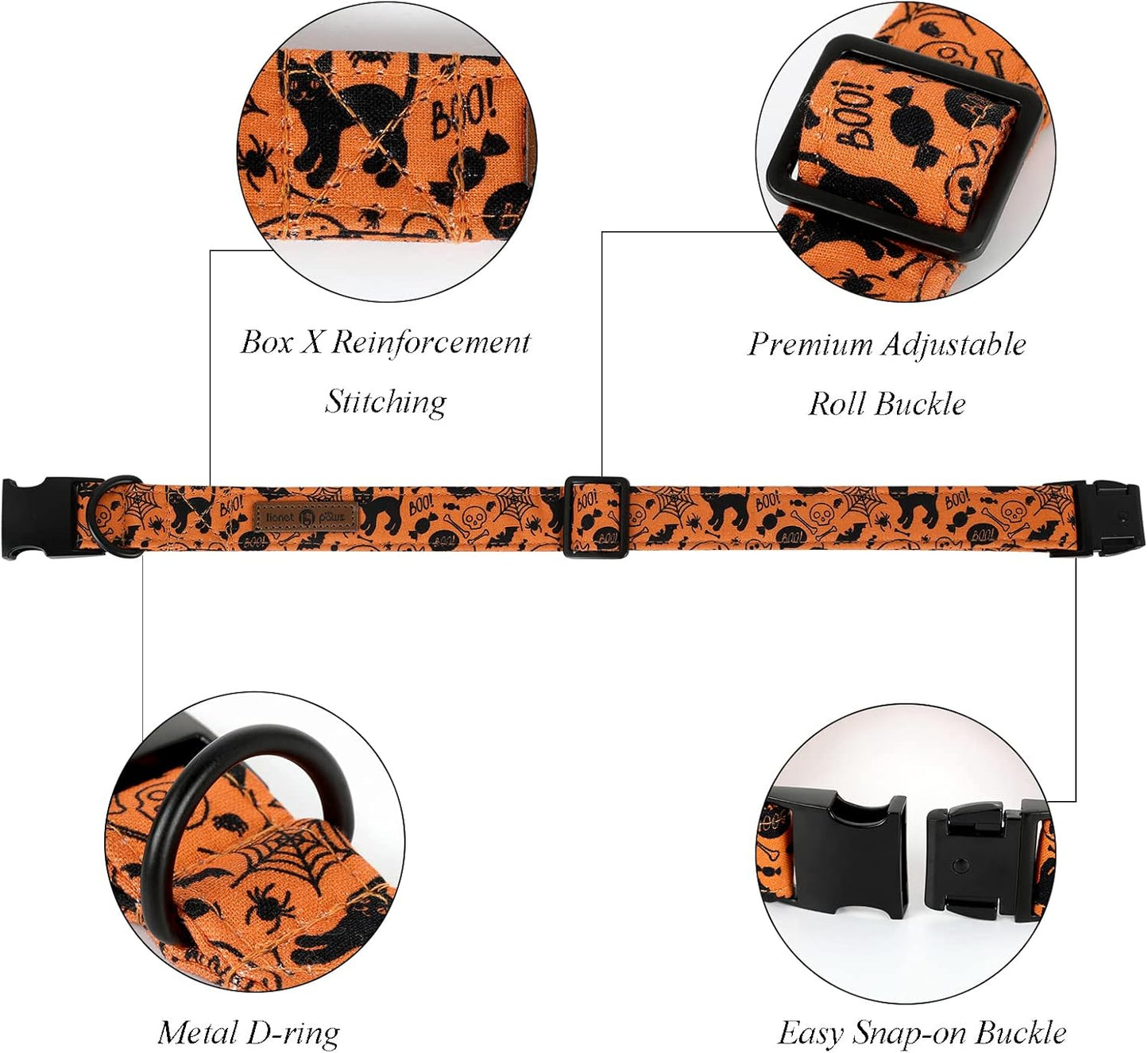 Lionet Paws Dog Collar with Flower - Cute Cotton Adjustable Flower Dog Collar with Metal Buckle for Small Dog Girl Gift, S, Neck 10-16in