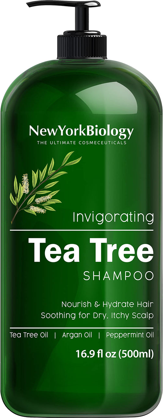 New York Biology Tea Tree Shampoo - Deep Cleanser - Relief For Dandruff And Dry Itchy Scalp - Therapeutic Grade - Helps Promote