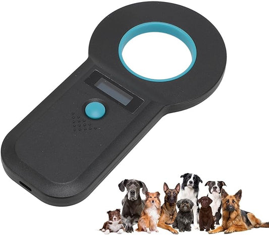 Diyeeni Portable Pet Chip Scanner, Animal Handheld Reader, 128 Sets of Data Storage, 15 Digits Animal Chip Registration RFID Microchips Scanner, USB Connects to PC (Black)