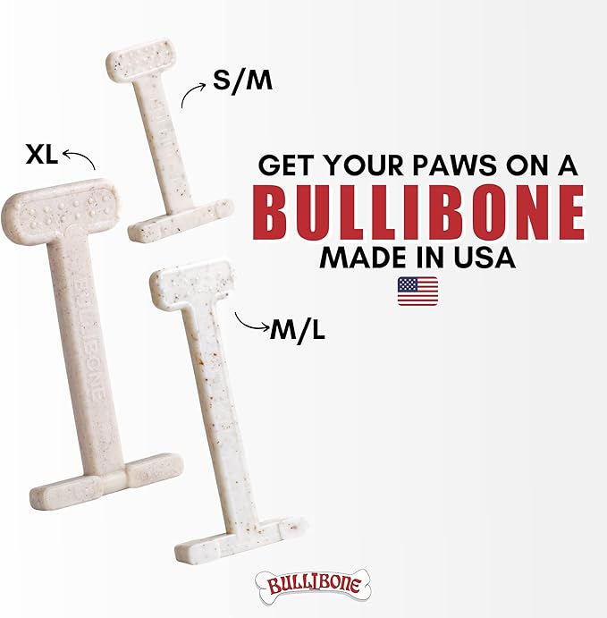 Bullibone Nylon Dog Chew Toy for Aggressive Chewers - Dental Hygiene Bone with Bacon Flavor, Durable Tough Chew Toys for Small Dogs, Indestructible Dog Bone - Single