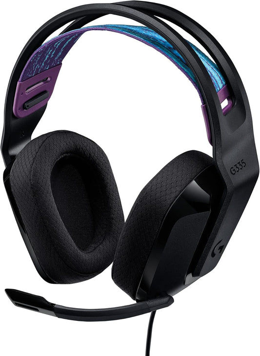 Logitech G335 Wired Gaming Headset, with Flip to Mute Microphone, 3.5mm Audio Jack, Memory Foam Earpads, Lightweight - Black
