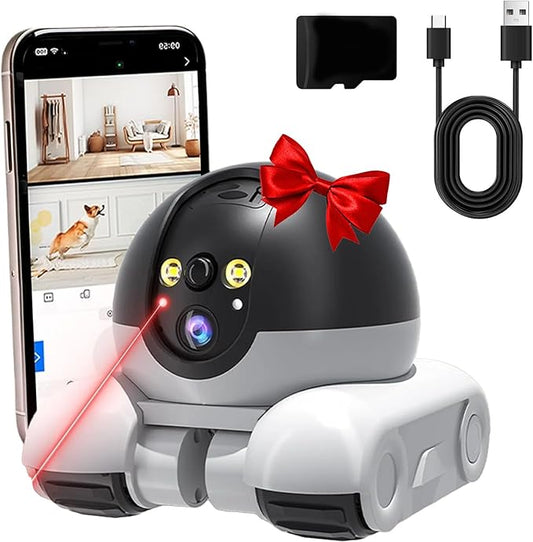 Pet Cameras Indoor with Phone App, 1080p Dual Lens, P 360°/T 90° Rotation Monitoring, 2-Way Talk, Night Vision, Motion Detection, Video Recording (4G, 128GB)