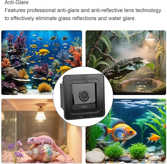 VBESTLIFE 2MP 2K Aquarium & Terrarium Pet Camera, AI Motion Detection, 140 Wide View, for Fish, Lizard, Reptile Pet and Window Bird Feeder