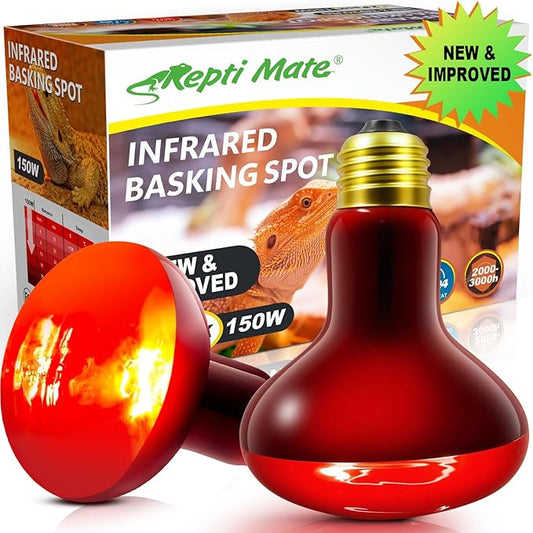 2Pack Infrared Heat Lamp, 150W Reptile Heat Emitter Infrared Basking Spot Light, Red Heat Lamp for Chickens Coop Reptile Pets Brooder Use