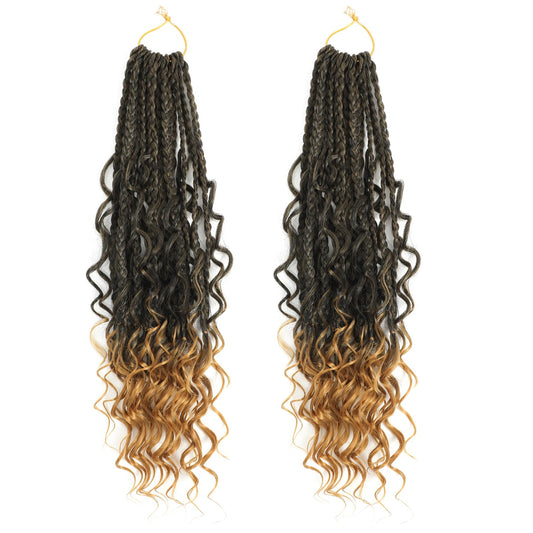 14 Inch Boho Box Braids Crochet Braids Hair-2 Packs Crochet Box Braids Hair Bohomian Box Braid Crochet Hair Synthetic Braiding H