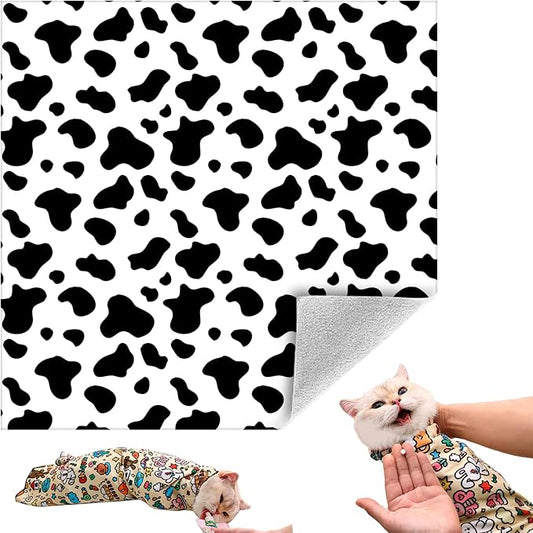 Cat Grooming Wrap, Self-Adherent Soft Cat Blanket to Wrap, Nail Clipping, Anti-Bite, Anti-Scratch, Anti-Escape Calming Wrap (Dalmatian Print, 0-3 lbs)