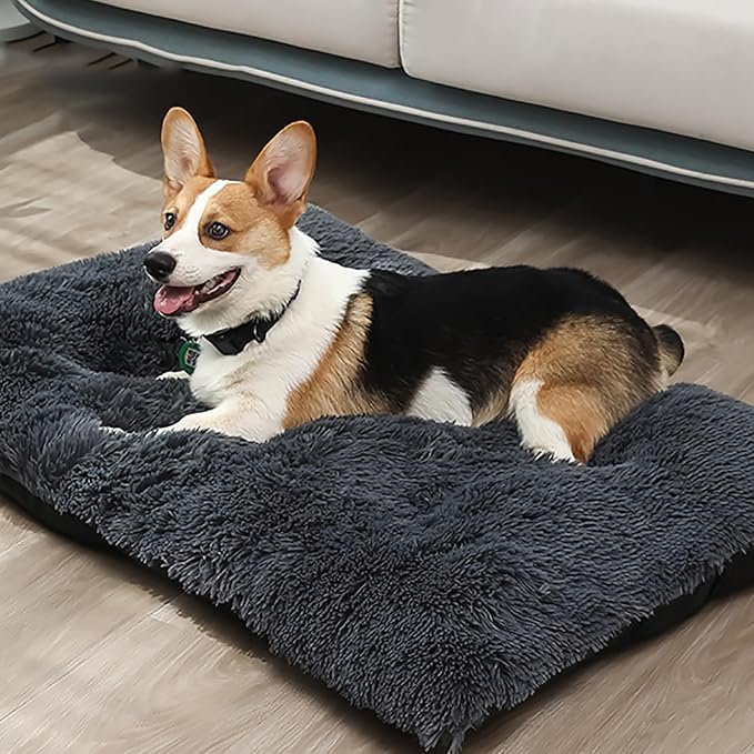 Dog Crate Mat, Dog Bed for Large Dogs, Comfy Fluffy Kennel Pad Anti-Slip for Dog beds & Furniture, Quilted Dog Bed for Pets for Medium/Small Dogs Cats (Color : Green, Size : 36x25)