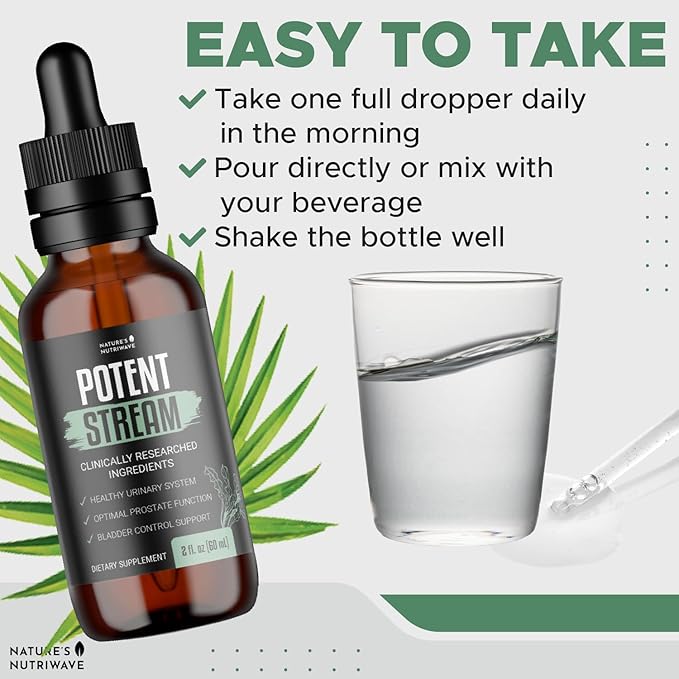 PotentStream Drops - Original Formula, Natural Liquid Supplement with Plant Extracts | 100% Natural, Made in USA, 1 Month Supply