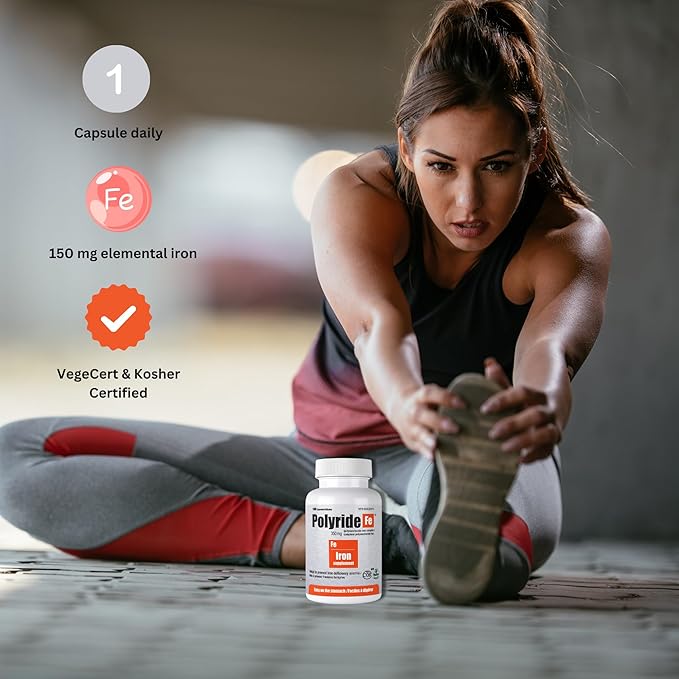 Polysaccharide Iron Complex, Deficiency Anemia, Easy on The Stomach with Energy Support and 150 mg Elemental Iron, | 350 mg - 100 Capsules