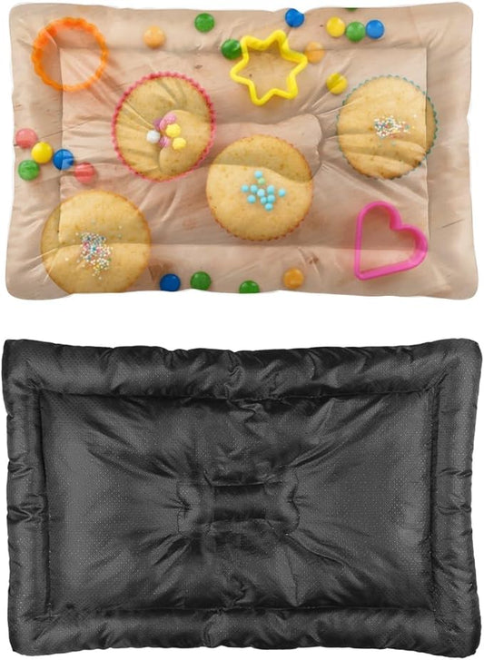 Christmas Muffins Pet Mat Bed Non Slip Waterproof Bottom Flat Cat Bed Chew Proof Dog Mats Washable Dog Car Pad Multi Scenario Pet Winter Supplies 24× 18 Inch