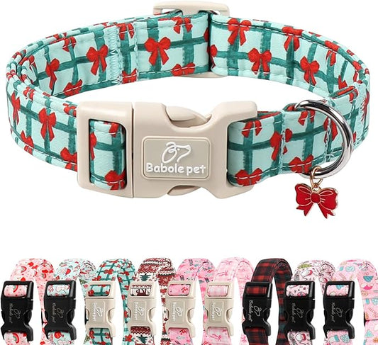 Christmas Dog Collar for Giant Large Dogs - Cute Festive Plaid with Red Bow Christmas Collars for Dogs, Soft Adjustable New Year Dog Collars with Quick Release Buckle XL