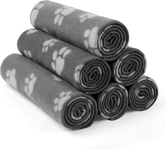 LINENLUX Cute Dog Blanket for Small Medium Dogs 6-Pack Soft Stretchy Fleece Blankets for Pet Cat Puppy Warm Wrinkle-Resistant Throw for Couch Bed Outdoor Grey 40x31 inch (Pack of 6)