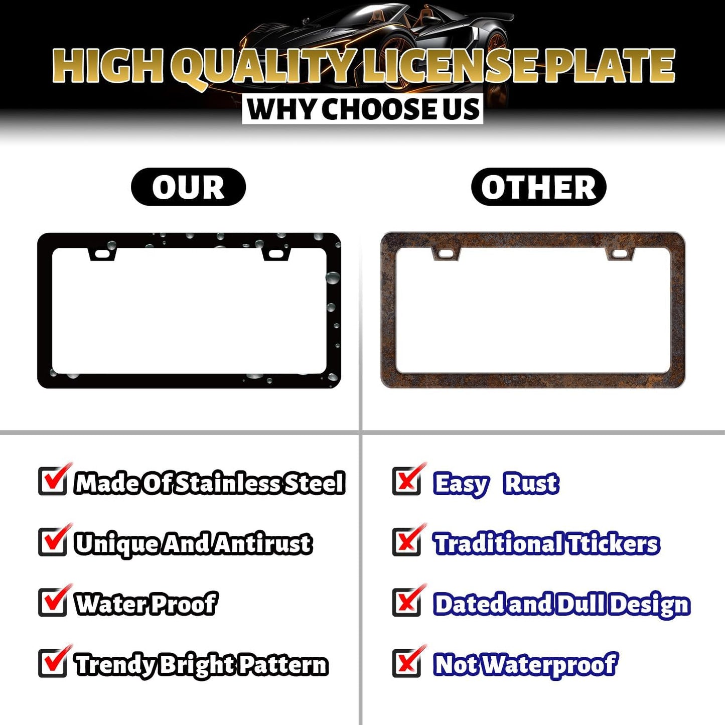 Get in Loser We're Going to Hell License Plate Frame Jesus License Plate Frames for Personalized Car Decorative Stainless Steel Funny License Plate Holder Christian Auto Part 12.2" x 6.2"