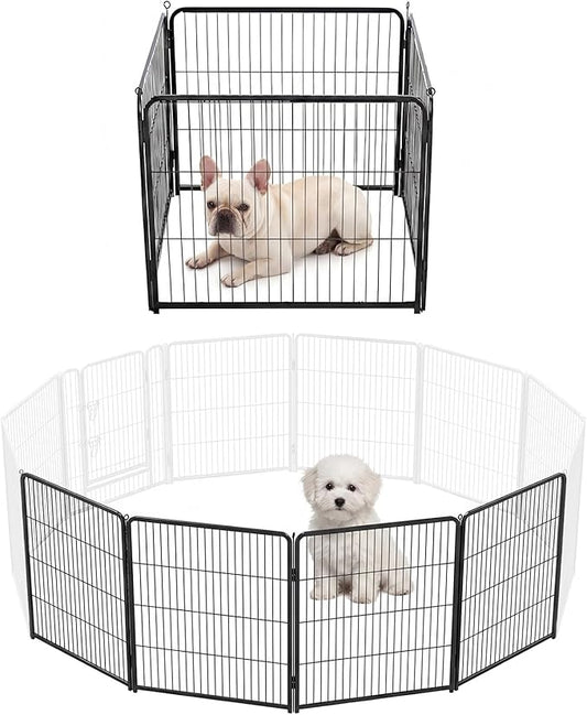 DUMOS Dog Playpen Indoor, Metal 24 Inch 4 Panels Foldable Pet Fence with Door, Outdoor Small Medium Large Dog Puppy Portable Exercise Play Pen for RV Camping, Trips, Play Yard