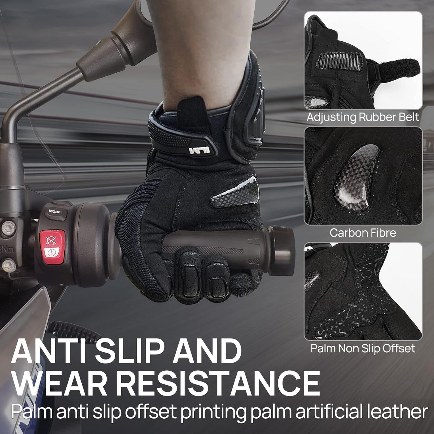 ILM Motorcycle Gloves for Men and Women Touchscreen Riding Gloves Motorbike Motocross Dirt Bike ATV Model-WD01
