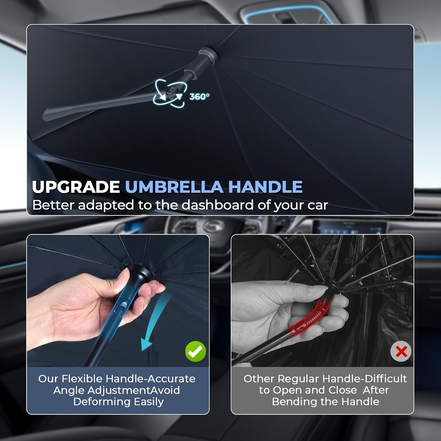 Windshield Sun Shade Umbrella: Custom Fit for 2015-2024 Nissan Murano S/SV/SL/Platinum (Z52) - Double Thickened Foldable Front Window Sunshade, Superior UV & Heat Protection, Keeps Crossover SUV Cool