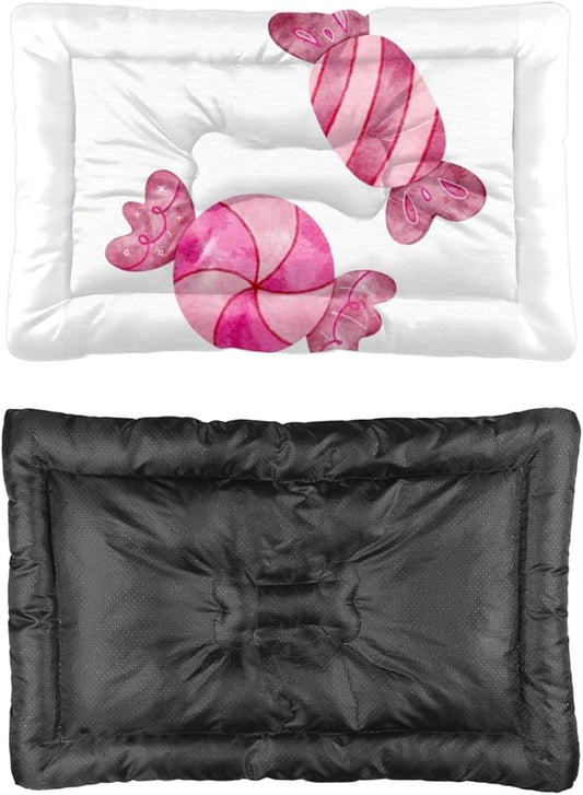 Christmas Candy Pink Pet Bed Pad Non Slip Waterproof Bottom Dog Winter Mat Chew Proof Cat Bed Mats Washable Dog Sofa Mat Multi Scenario Pet Supplies 24× 18 Inch