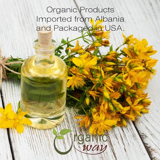 Organic Way St. John's Wort Whole (Hypericum perforatum) - Herbal Tea | European Wild-Harvest | Organic, Kosher & USDA Certified | Vegan, Non GMO & Gluten Free | Origin - Albania (1LBS / 16Oz)