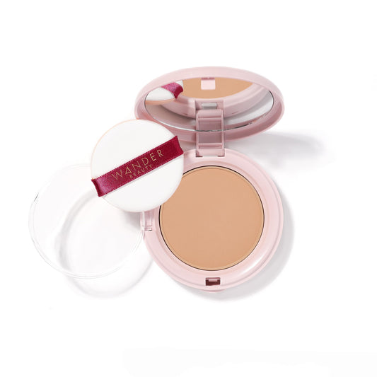 Wander Beauty Wanderlust Powder Foundation - Golden Medium - Blur & Even Skin Tone - Perfect & Hydrate With Hyaluronic Acid, Alo