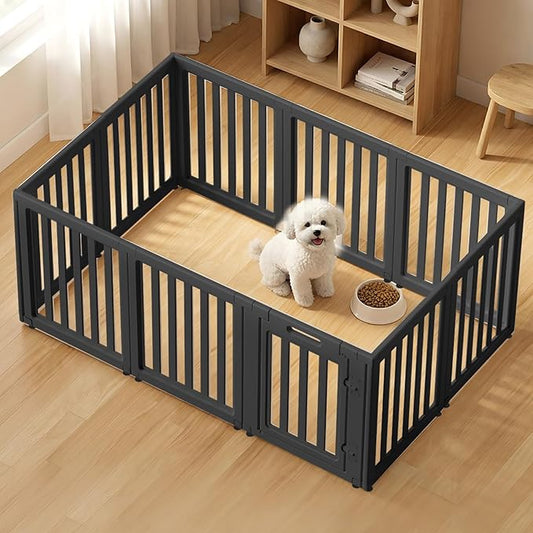 Dog Playpen,Clear Dog Pen, Acrylic Dog Pen，Easy to Install and Remove Dog Play Pen and Kennel Playpen, Suitable for Dogs, Cats,Dog Playpen Indoor (Black, 23.6 inch Height, 10 Panels)