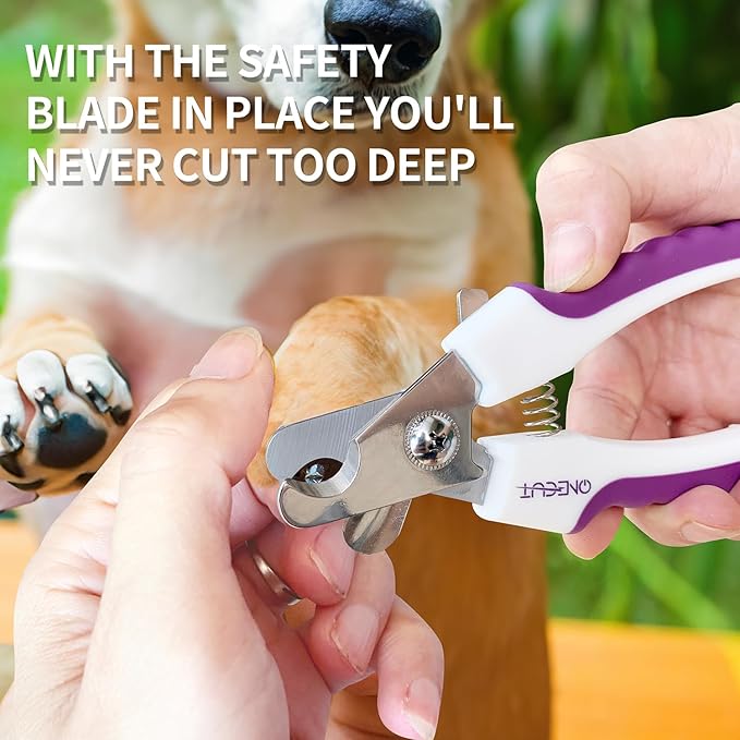 OneCut 6" Dog Nail Clippers for Small, Medium and Large Breed Professional Pet Nail Trimmers -Suitable for Cats, Rabbits and Guinea Pigs with Safety Guard to Avoid Over Cutting (Pink)