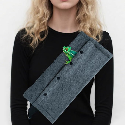 Adjustable Bearded Dragon Carriers Sling, Animal Sling Carrier Bag for Geckos, Crested Geckos, Lizards, Chameleons - Portable Reptile & Small Pet Outdoor Carrier Bag (Gray)