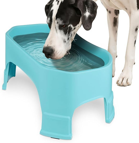 Neater Pet Brands Extra Large Water Bowl for Dogs, Elevated Outdoor Dog Water Bowl (2.25 Gallon XL Capacity), Big Trough Style Food Dish for Indoors or Outside, No Spill Large Dog Bowls, Aquamarine