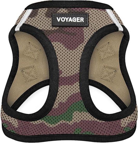 Best Pet Supplies - All Weather Mesh / Plush, Reflective, No Pull Harness for Small, Medium Dogs, Cats - Secure with Hook & Loop Fastener, Buckle, Double D-Rings - Army/Black Trim, XL