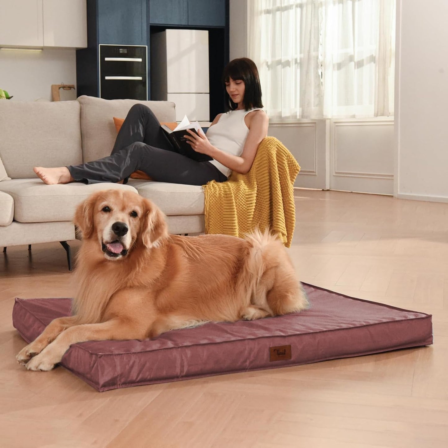 Outdoor Dog Bed for Small Dogs, Waterproof Dog Crate Bed for Small Dogs, Orthopedic Egg Crate Foam Puppy Beds with Washable and Removable Oxford Cover, Pink