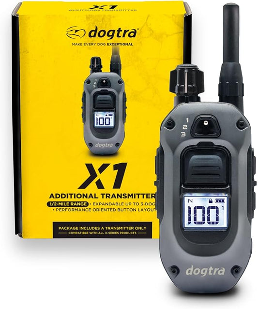 Dogtra X-Series X1 E-Collar Remote Transmitter Only (Compatible with 280X) 10 lbs+, 1/2 Mile Range, LED Light, 100 Levels of Precise Control for Stubborn Dogs, Waterproof, Boost for Quick Recall