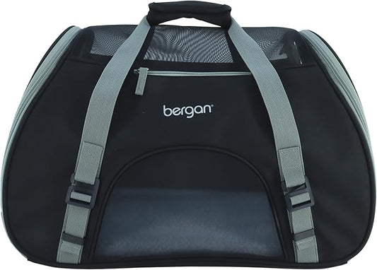 Coastal Pet Bergan Comfort Carrier - Breathable Travel Carrier for Dogs & Cats - Black & Grey, 19" x 10" x 13"