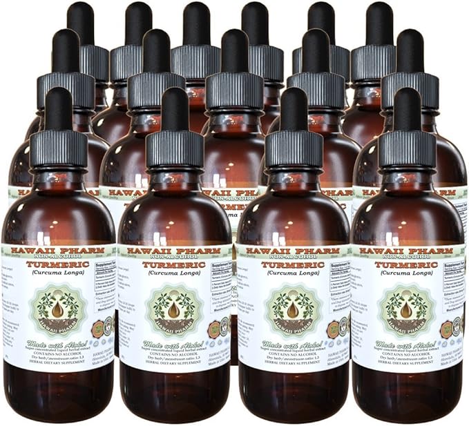 Turmeric Alcohol-FREE Liquid Extract, Organic Turmeric (Curcuma Longa) Dried Rhizome Glycerite Natural Herbal Supplement, Hawaii Pharm, USA 15x4 fl.oz