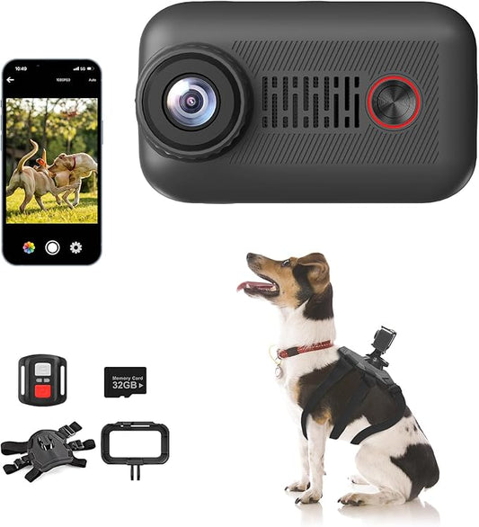 2K Pet Collar Camera with Phone 32GB SD Card 20MP Dog Collar Camera, PetCamera with Remote, Accessories Newly Upgraded Multifunctional ActionCamera