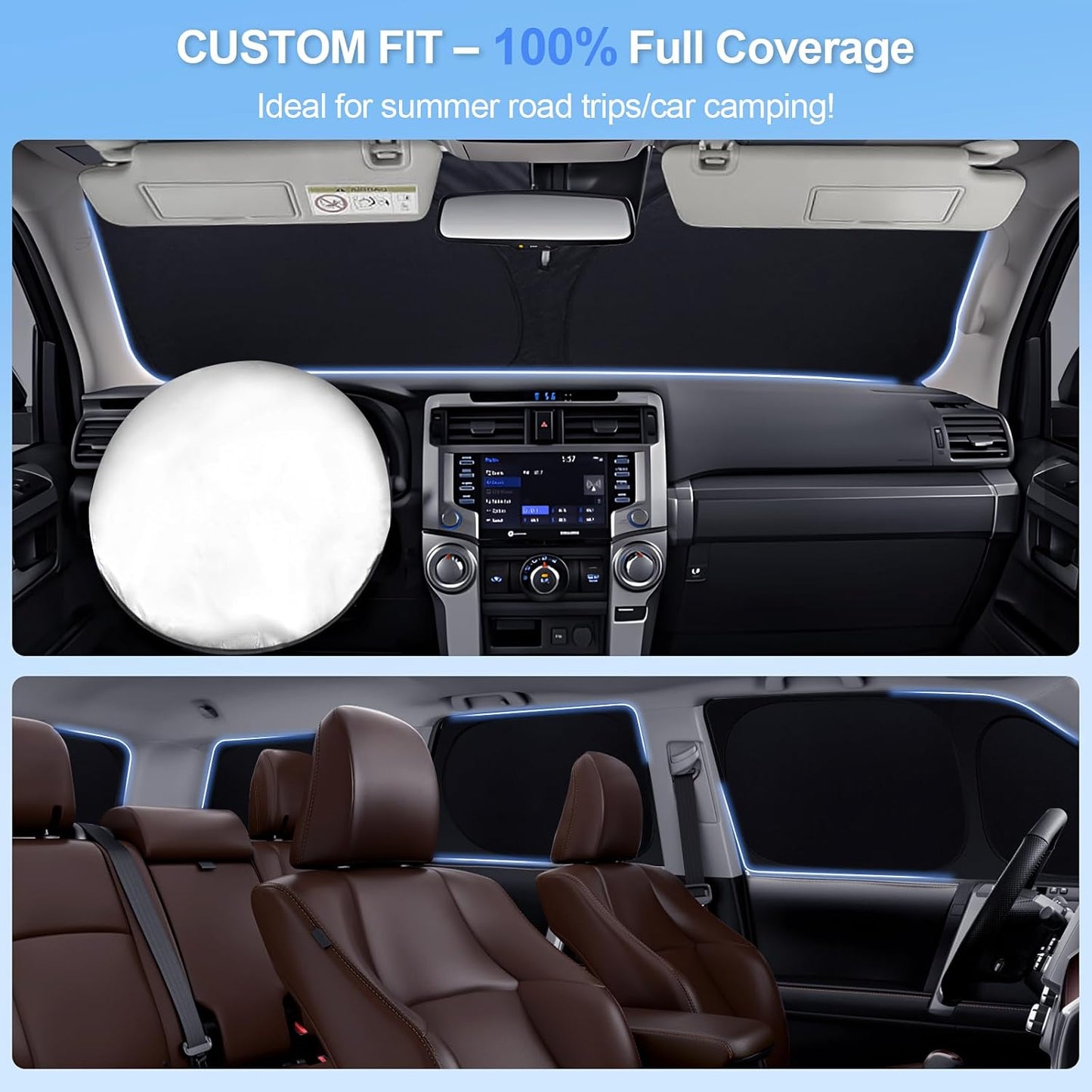 6pcs Car Window Shades for Toyota Camry 2007-2011 Accessories,Windshield Side Rear Full Sunshade,Sun Visor UV Blocking, Privacy Protection and Blackout for Camping Outdoor