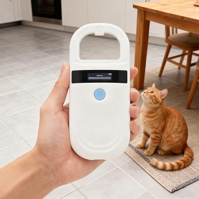 Pet Microchip Reader, Handheld Scanner 134.2Khz, 0-15 Cm Reading, OLED Display, Compatible with Emid Fdx-B, for Pet Identity Tracking