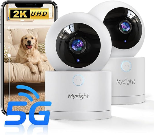 Pet Camera, 5G/2.4GHz Dog Camera with Phone App, 360° Pan/Tilt Security Camera Indoor, One Click Call for Baby Monitor, AI Voice Change for 2-Way Talk, Motion Detection, Cloud/Local SD Storage, 2Pack