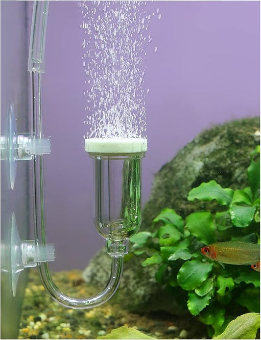 boxtech Aquarium Air Stone, Fish Tank Bubble Diffuser High Dissolved Oxygen Airstones for Air Pump Accessoriess with 1 Check Valve, 2 Suction Cup for Aquarium Pond Hydroponic