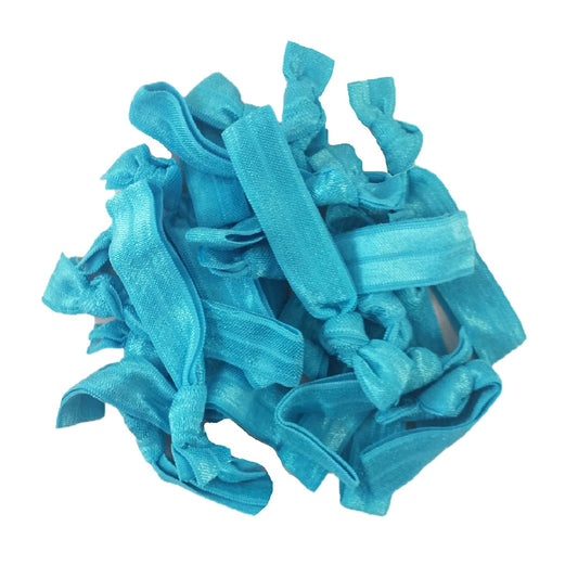 Hair Ties 20 Elastics Ponytail Holder Set No Crease Ribbon Bands (Teal)