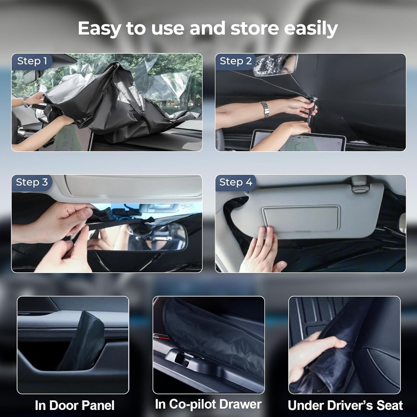 Windshield Sun Shade Umbrella: for Toyota Camry SE XSE LE XLE Hybrid - Front Car Window Shades - Foldable Camry-2018-2023 Sunshades Block UV Keep Cool