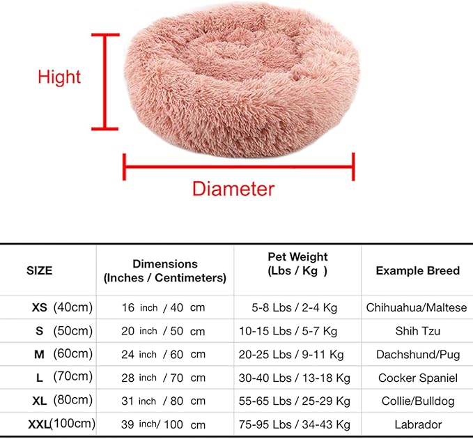 huraty Pet Dog Bed Plush Calming Bed, Fluffy Donut Round Pet Beds for Small Medium Large Dogs Cats, Anti-Slip & Anti-Anxiety, 28 Inch for Puppy and Kitties, Gold, L