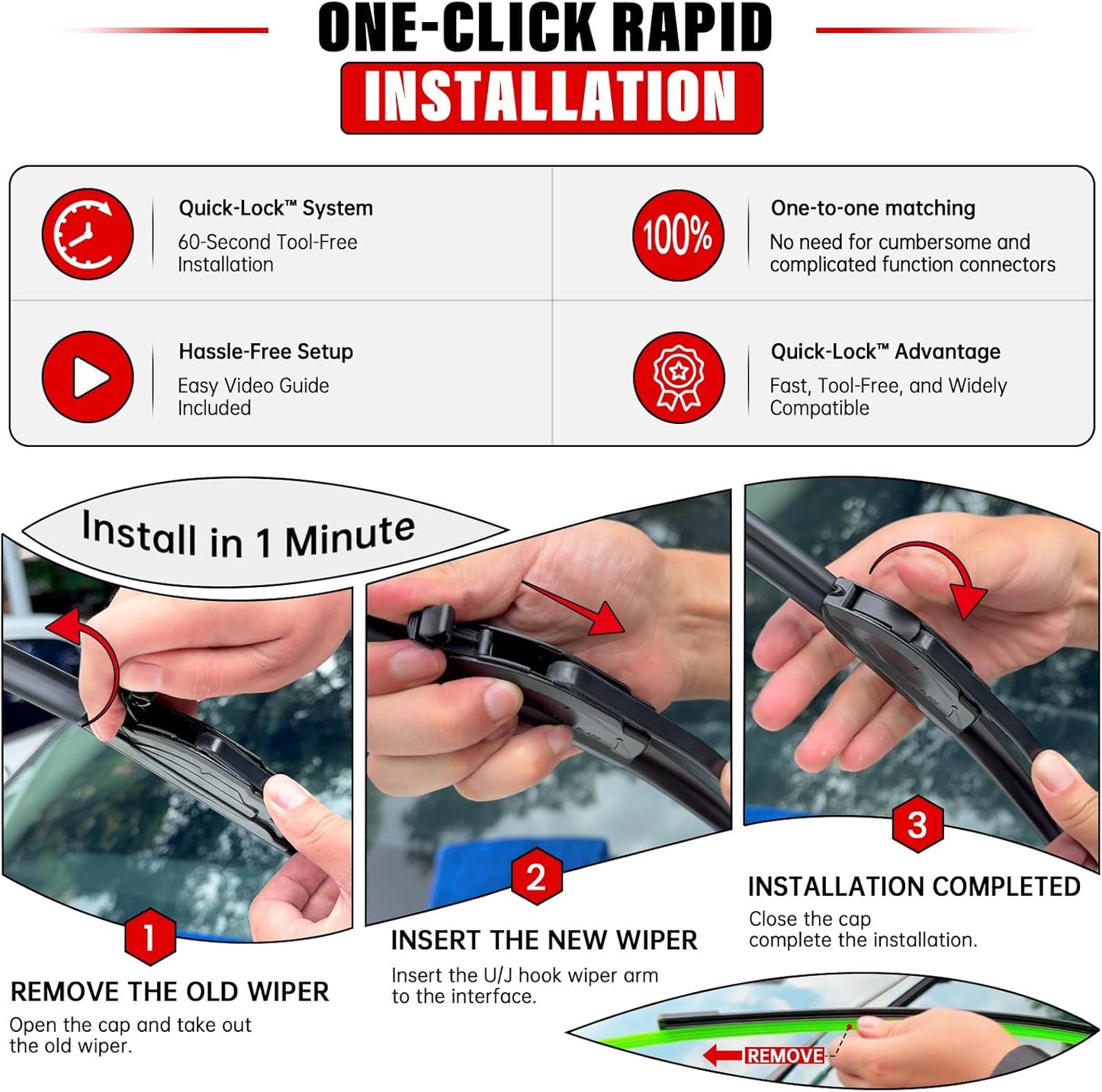 Windshield Wiper Blades Replacement for BMW X5 2014 2015 2016 2017 2018 Original Factory Quality Front Rear Wipers Blade Set for My Car - 24" 20" 12" (Pack of 3)