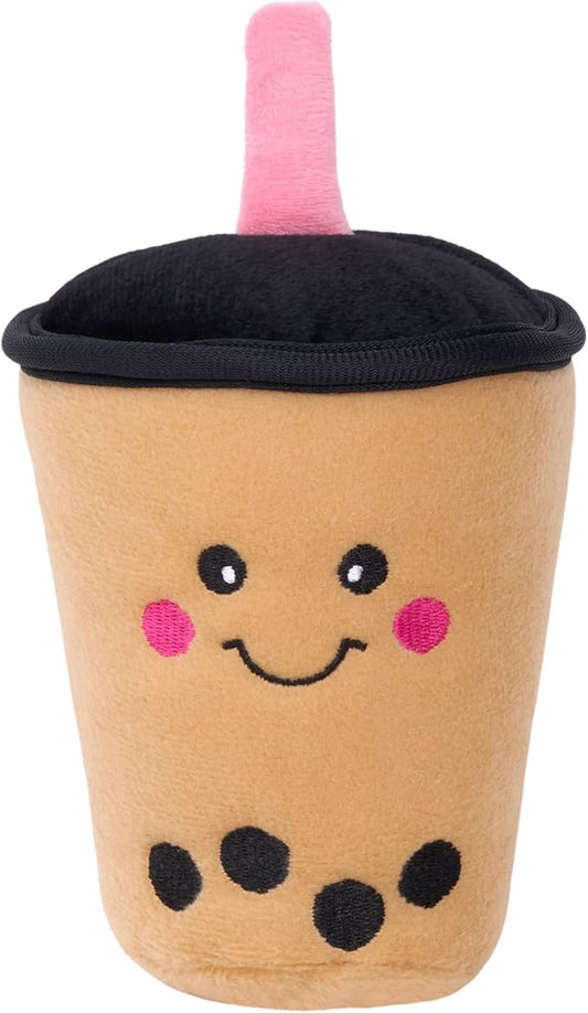 ZippyPaws NomNomz - Dog Squeaky Toys to Keep Them Busy, Funny Food Plush for Small & Medium Dogs, Cute Stuffed Puppy Toy, Pet Products, Gift for Dogs of All Breeds, Soft and Cuddly - Boba Milk Tea