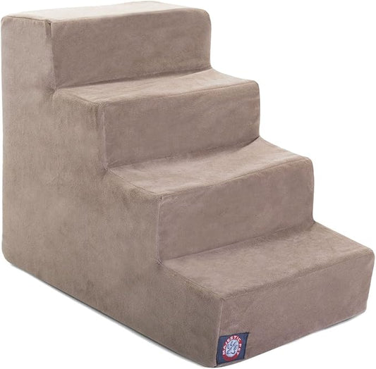 3 Step Black Velvet Suede Pet Stairs By Majestic Pet Products, 4 Step (Heavy-Duty), Stone
