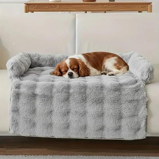 Cloud Pet Sofa Bed, Ultimate Comfort Warm Couch Cover with Fluffy Plush, Anti-Slip Machine Washable Pet Bed Easy to Maintain for Furniture Protector (Light Gray(29.5 * 29.5in))