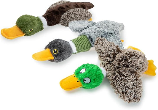 Best Pet Supplies Interactive Squeaky Dog Chew Toy, Ideal Dog Toys for Chewers, Small, Medium & Large Dogs, and Fetch Lovers - Mallard Duck (Gray, Gray, Brown), Small