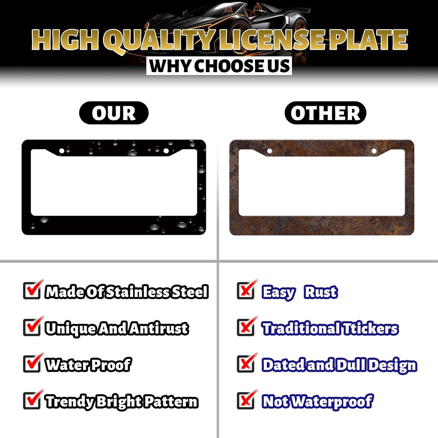 Vintage Dog Paws Prints License Plate Frame Animal License Plate Stainless Steel Dog Colorful Accessories Cars Decor 12.2 X 6.2 Inch with 2 Holes and Screws Fits Standard Us Ca Vehicles